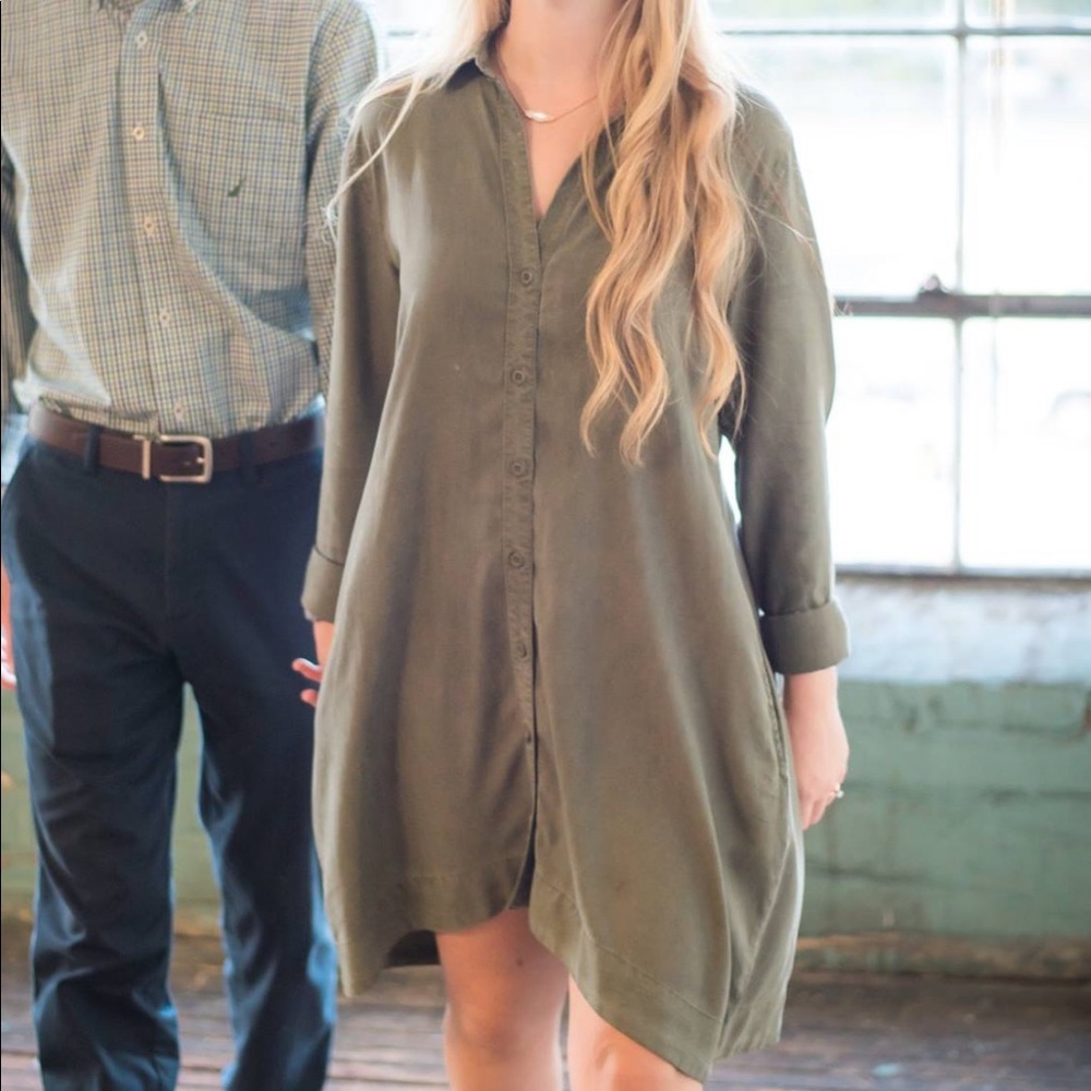 Cloth & stone military green dress
